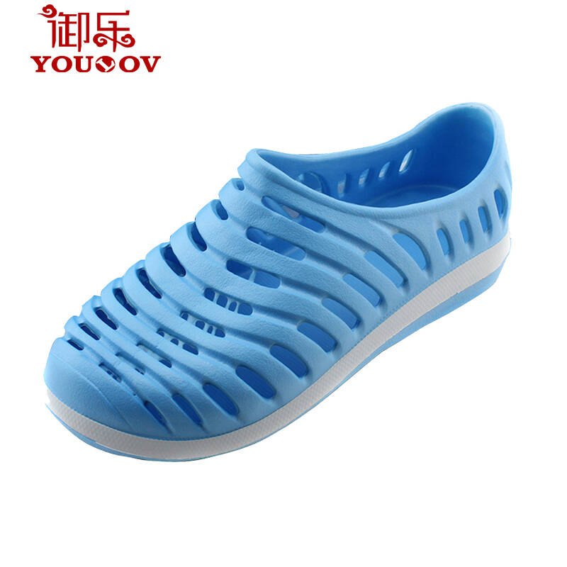 御乐1419轻便情侣款花园 洞洞鞋 凉拖鞋 居家拖鞋 天蓝色 36