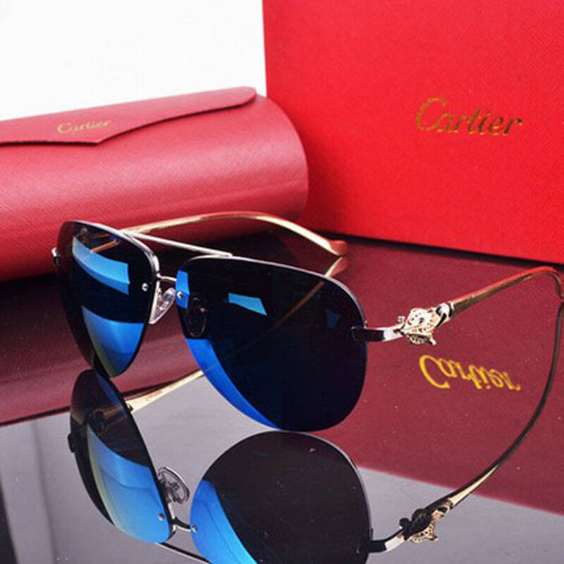 2014cartier卡地亚狐狸头彩色膜时尚潮流 男女士偏光太阳镜墨镜蛤蟆镜
