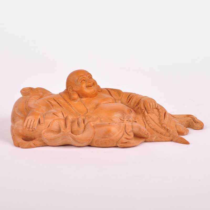 炳辰翰 纯手工黄杨木雕躺弥勒佛 客厅家居办公室辟邪招财风水摆件