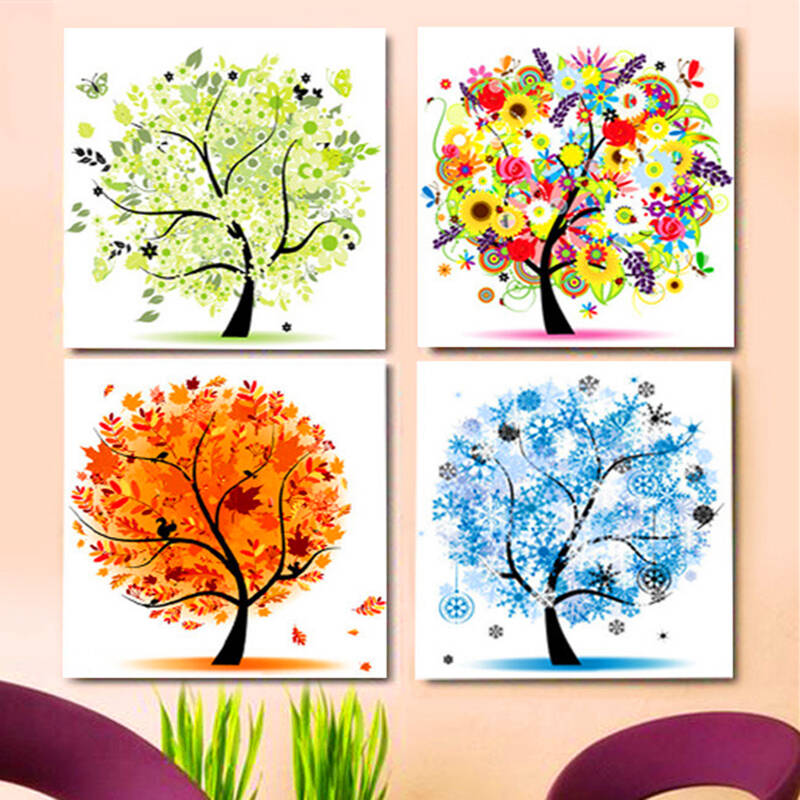 简单点diy钻石画钻石绣 四季平安发财树 幸运树花草 方钻满钻客厅贴钻