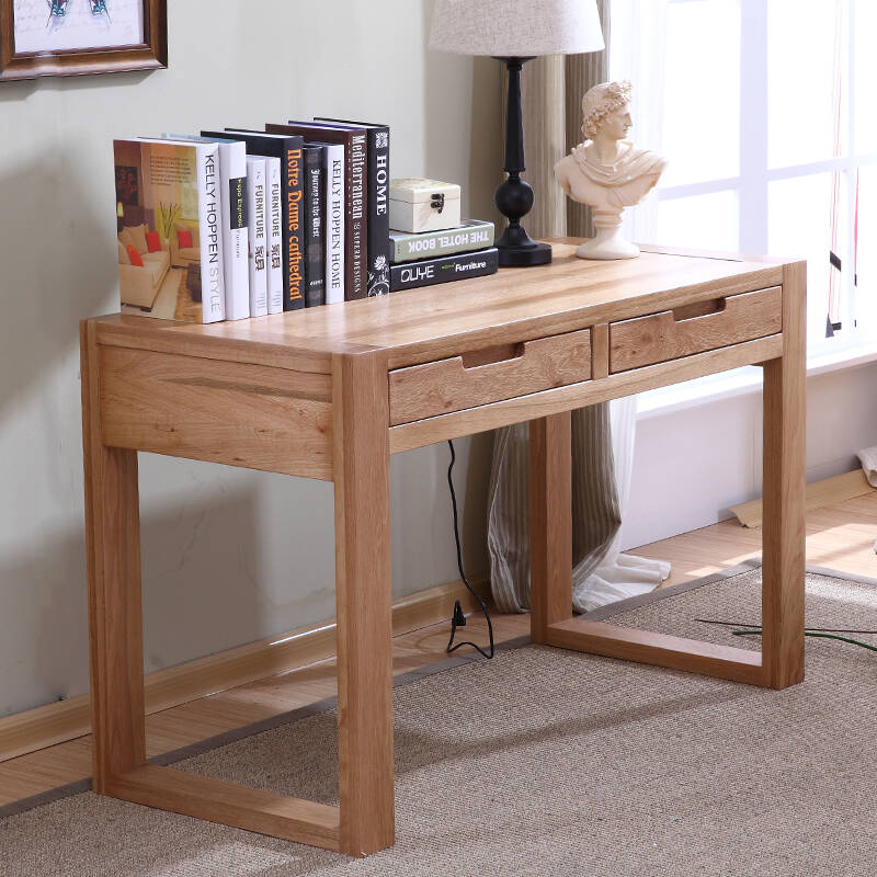 爱琴海 实木书桌 电脑桌 学生写字台 白橡木办公桌 100%纯实木家具