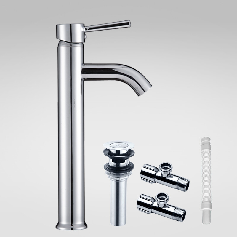 百德嘉 单孔单把高脚面盆龙头下水器软管角阀套餐