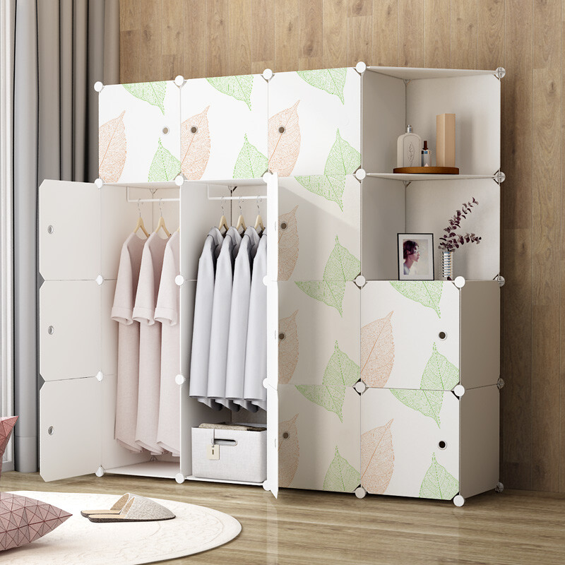 蔻丝简易衣柜 简约现代组装树脂小衣橱塑料组合收纳储物卧室柜子带
