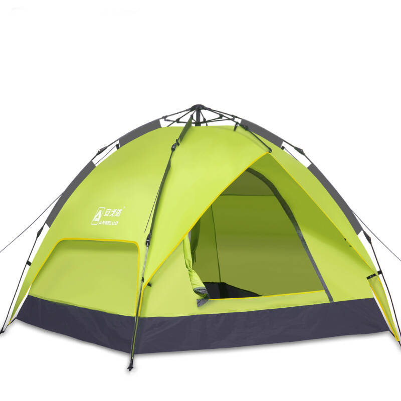 安戈洛全自动户外露营双层防风防雨帐篷免搭速建3-4人帐篷 绿色 玻杆