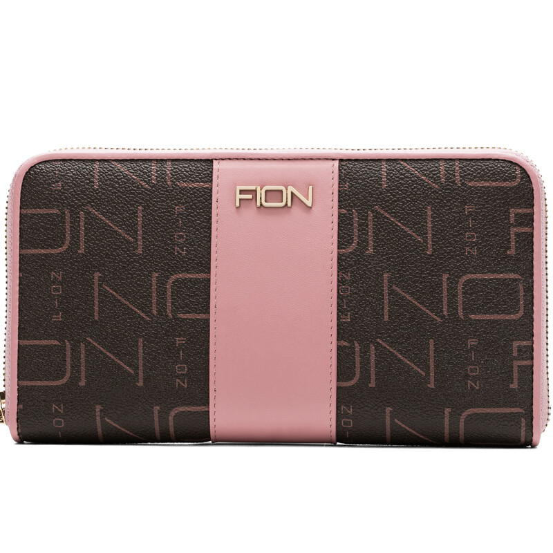 菲安妮(fion)pvc撞色长款女士钱包钱夹 欧美时尚休闲拉链多层手拿包