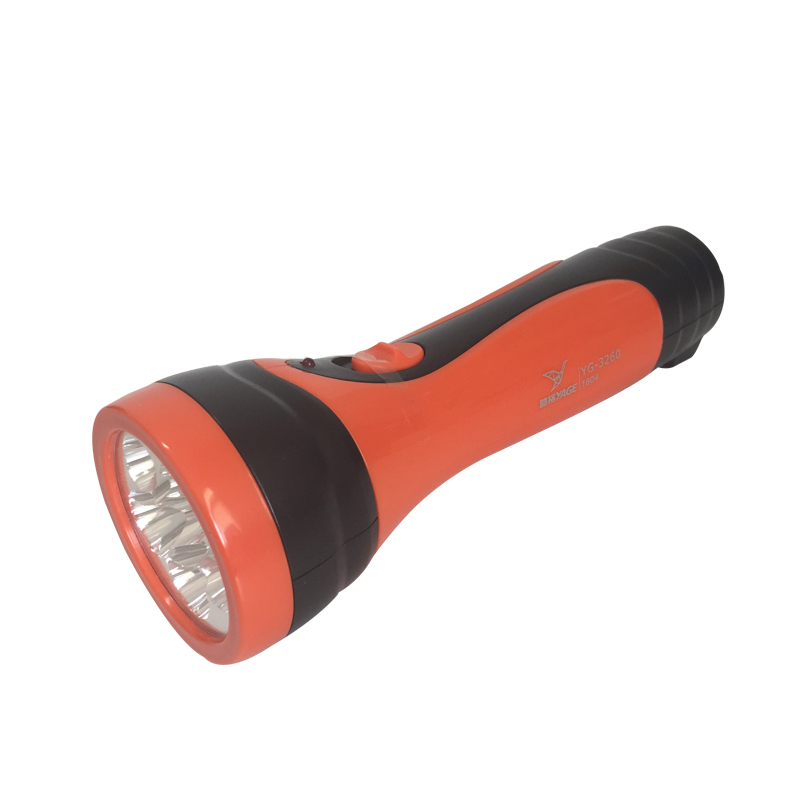雅格充电手电筒LED小巧便携居家照明户外便携照明手电 3260橘红色