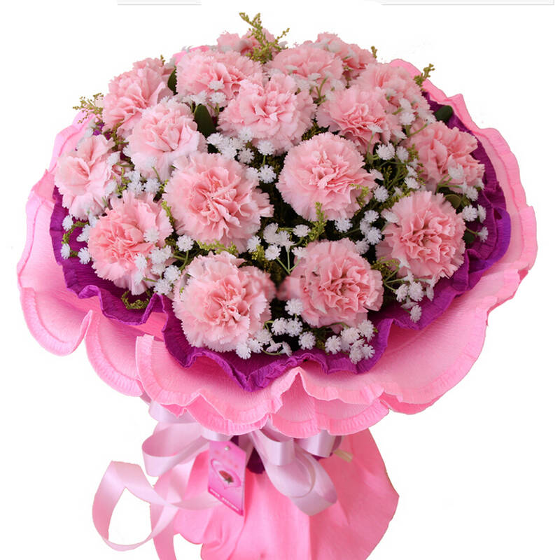 生日鲜花礼物祝福鲜花 送妈妈母亲节鲜花花 19朵粉色康乃馨b款