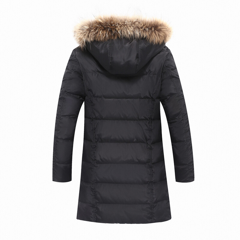 南极人男士商务休闲90白鸭绒长款可卸帽羽绒服n1504黑色l