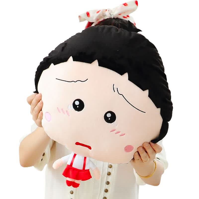 樱桃小丸子公仔抱枕靠垫可爱q版布娃娃生日礼物女毛绒玩具 齐刘海委屈