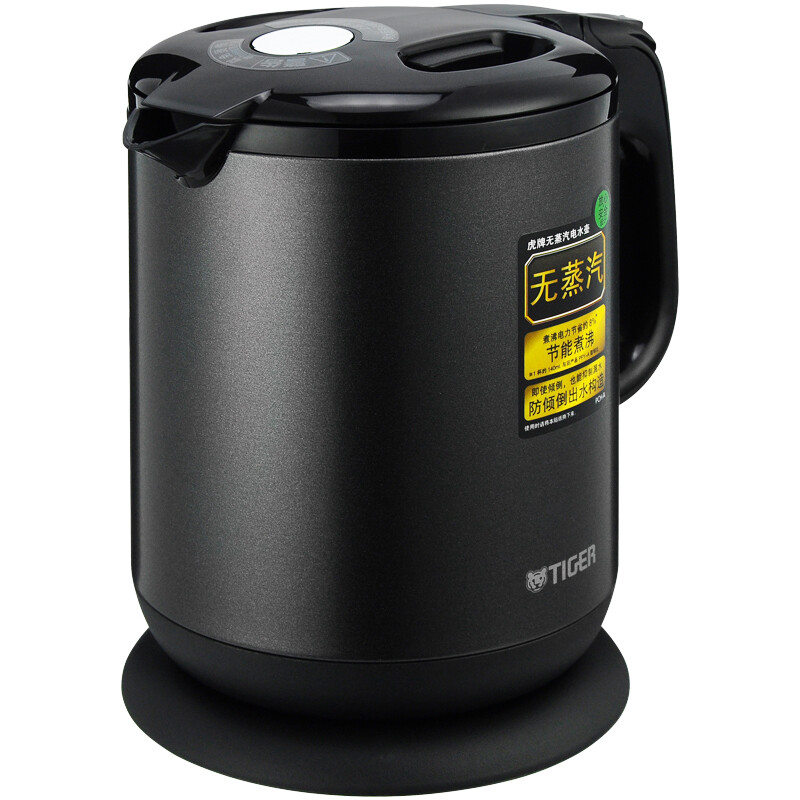 虎牌(tiger) 电水壶静音不锈钢无蒸汽电烧水壶 800ml pch-a08c 黑色k