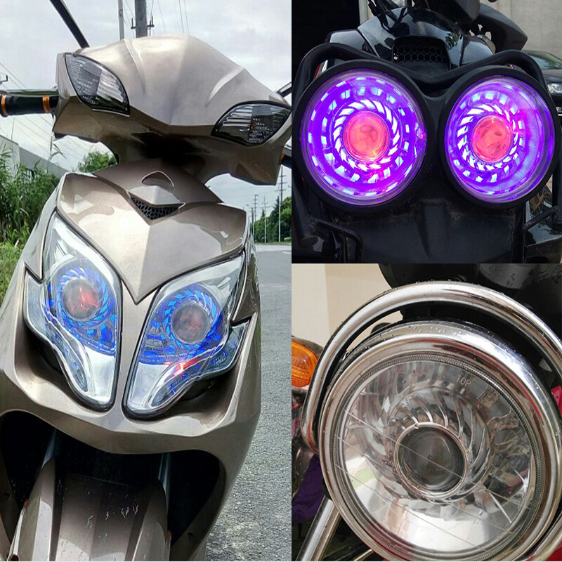美蒂亚鬼火天使眼恶魔眼摩托车灯led大灯泡超亮灯电动车灯12v-60v改装