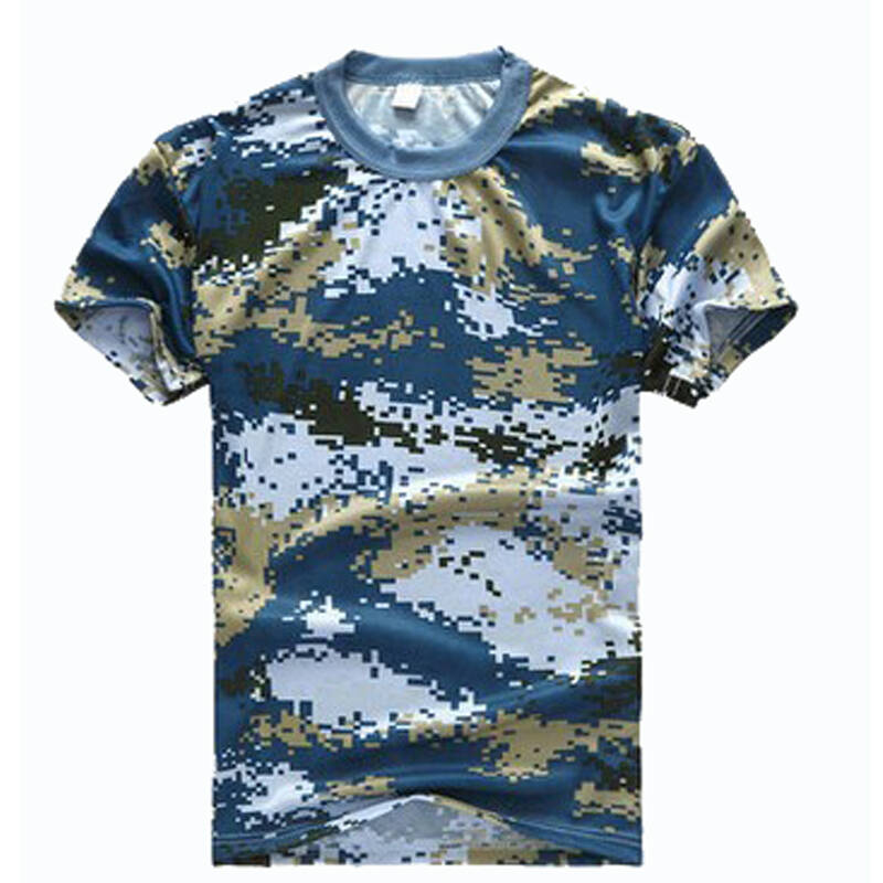 短袖迷彩t恤男军训迷彩夏圆领t恤迷彩蓝海洋数码户外迷彩服 t恤彩蓝海