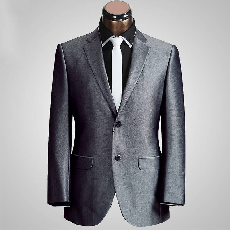 【韩臣/hseen 2015新款 男士银色西服套装 两粒扣西装 修身男西装hs65