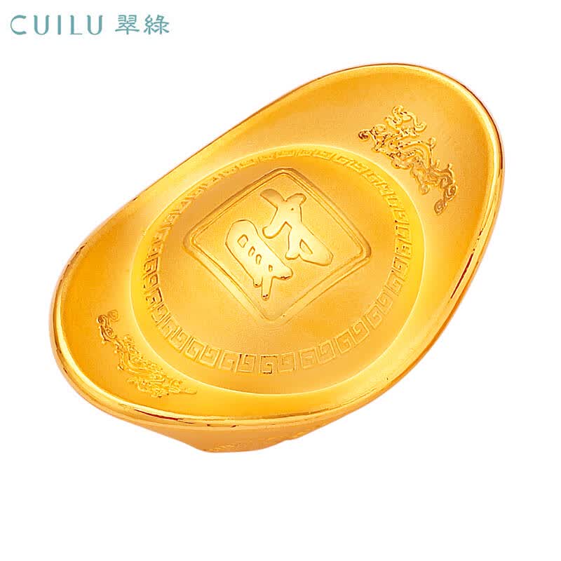 翠绿投资金 财字元宝 au999千足金 金元宝造型 投资理财 送礼 100g