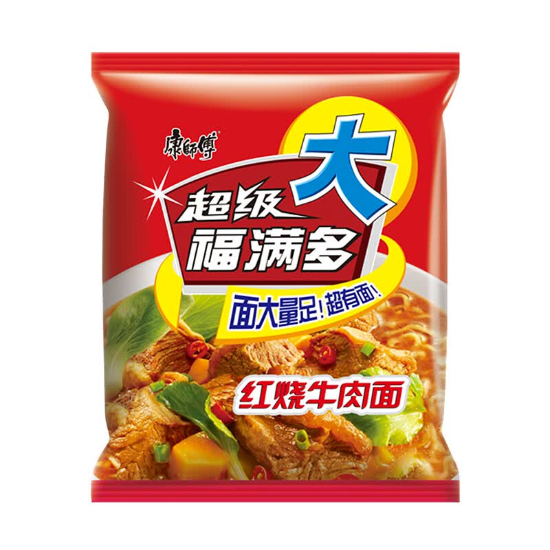 康师傅方便面ksf超级福满多红烧牛肉面泡面五连包