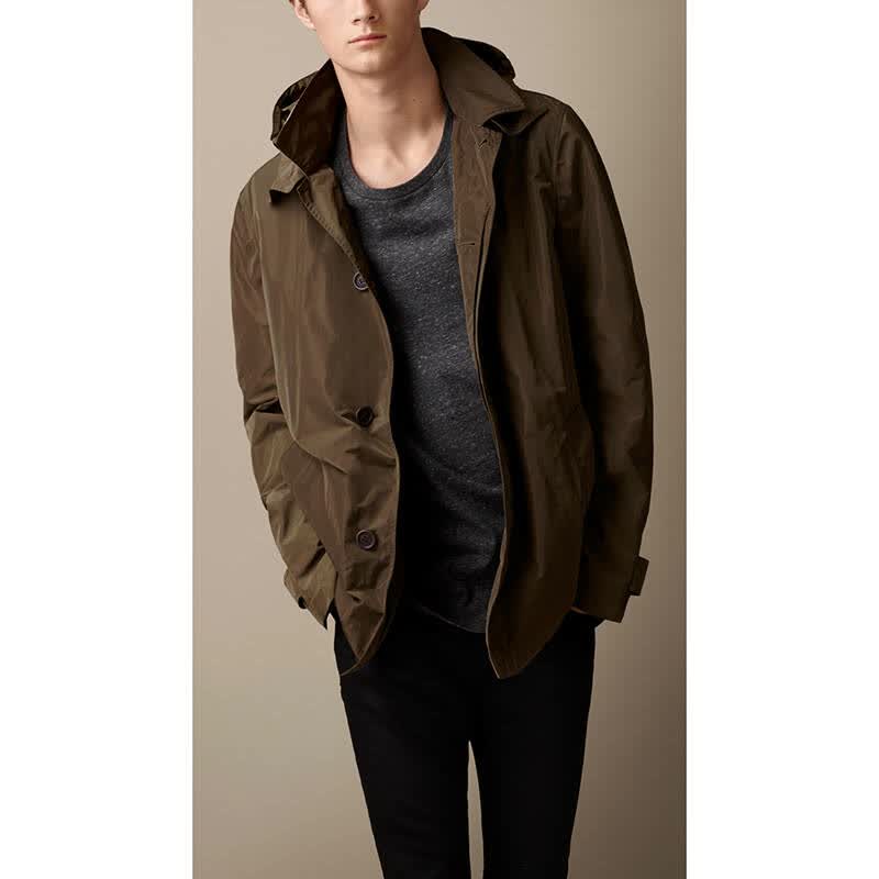burberry brit/巴宝莉 新款 经典男士可拆卸连帽夹克 外套 棕色
