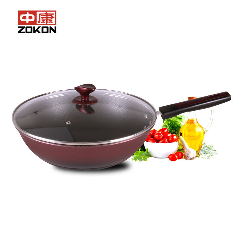 中康不粘锅 家用无烟炒锅 厨房炒菜锅 不粘炒菜铁锅 电磁炉炒锅