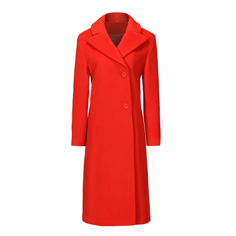 欧美高端双面羊绒羊毛大衣正品女秋冬新款2014长款毛呢外 亮橘红色 44
