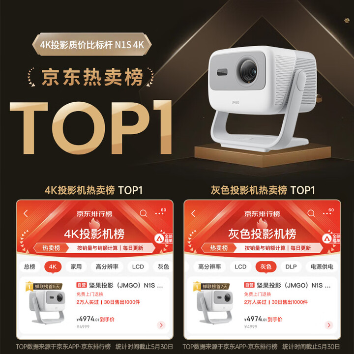 坚果投影N1S 4K三色激光云台投影仪：家庭观影的梦幻之选 心得分享 第2张