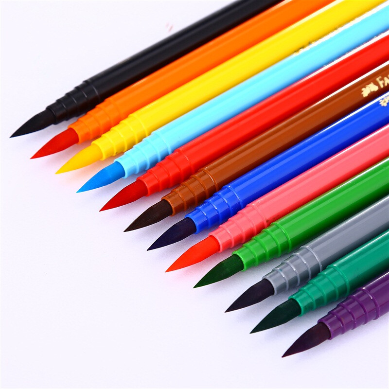 辉柏嘉(faber-castell)水性彩色秀丽笔12色水彩笔绘画笔字帖练习书法