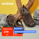 Crocs男鞋 男士激浪酷网凉鞋 低帮户外涉水鞋205289 深咖啡-206 44(280mm)