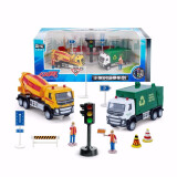 彩珀（CAIPO）1:76合金沃尔沃小工程车环保警车运输消防套装模型回力儿童玩具男 环保套装（回力版）