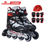 美洲狮（COUGAR）溜冰鞋儿童轮滑鞋男女可调旱冰鞋闪电套装MZS835L-12黑白色L码
