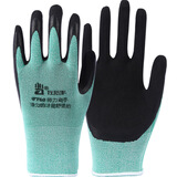 左右手750弹力高手氨纶乳胶发泡磨砂耐磨防滑透气劳保手套男 左右手#750弹力高手12双 绿 均码 