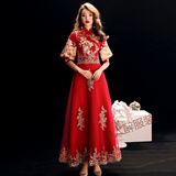 新娘2018秋冬季长袖红色结婚答谢宴晚礼服女