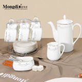 Mongdio欧式咖啡杯套装小精致拿铁杯 办公室创意陶瓷杯碟勺 金边6件套-套头 套装