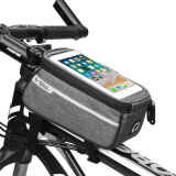 JIEYIDA自行车包山地车前梁包车头车架上管包手机触屏马鞍包单车骑行装备 灰色-6英寸