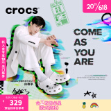 crocs卡骆驰白敬亭同款洞洞鞋拖鞋男鞋一脚蹬经典克骆格休闲鞋|10001 白色-100(含智必星) 37/38(230mm)