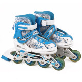 龙动力轮滑鞋可调成人儿童套装溜冰鞋闪光男女滑冰鞋 蓝色（单鞋 无礼品） 35-38