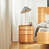 欧策（ouce）床头柜实木可移动北欧客厅书房收纳储物床边柜 樱桃木床头柜1个