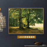 格绿美希施金油画森林装饰画玄关简欧风景画欧式客厅挂画有山无水壁画 LG545条顿堡森林  30X40厘米-白色框