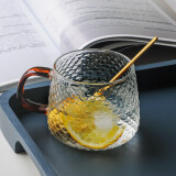 木上 日式锤纹玻璃杯带把家用水杯带把泡茶杯办公室花茶杯喝水杯 龙鳞纹水杯（一个装）