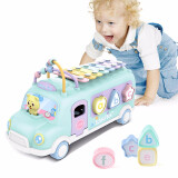 奥智嘉 婴儿玩具多功能巴士手敲琴音乐乐器儿童早教益智玩具男女孩礼物