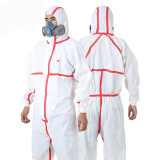 3M 4565白色带帽防护服一次性红色胶条连体防护服 防尘喷防喷溅化学防护服 4565连体防护服 M 