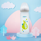 贝亲宽口径玻璃奶瓶  硅橡胶保护层 彩绘奶瓶 M号 240ml（梨）00550CH