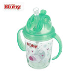 Nuby努比婴儿学饮杯吸管杯防漏儿童水杯带手柄360度宝宝魔术杯 天鹅 240ml