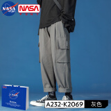 NASA PONY官方品牌休闲裤男秋冬季裤子男百搭工装裤男宽松运动束脚裤男 2069灰色 XL(建议150-165斤)