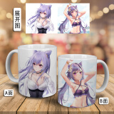 动漫原神变色杯水杯 雷电将军胡桃甘雨陶瓷马克杯 优菈派蒙咖啡杯子二次元水杯定制 刻晴5 C形把不变色杯+盖+勺子