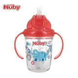 Nuby努比婴儿学饮杯吸管杯防漏儿童水杯带手柄360度宝宝魔术杯 恐龙 240ml