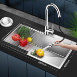 欧琳OULIN 手工水槽单槽洗菜盆304不锈钢加厚厨房洗碗池套装JD638