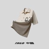 TAGD中國官方品牌店 日系休闲短袖夏季简约纯色情侣款衬衫男女同款 米白色（款式偏宽松） XL （建议身高180-185）
