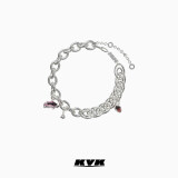 KVK手链潮轻奢小众精致桃花元素可重组手链ins气质配饰手链 送女生礼物 粉锆石-V11692211