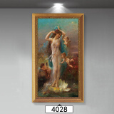 林格印象欧式古典人物汉斯查兹卡世界名画油画别墅玄关卧室装饰画天使挂画 4028 含框尺寸50*110厘米