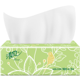 清风淡绿花抽纸3层100抽纸巾抽取式面巾纸卫生纸 6包