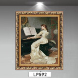 林格印象钢琴装饰画美式女孩挂画法式复古艺术背景墙画音乐教室琴房壁画 LP592 60*80厘米