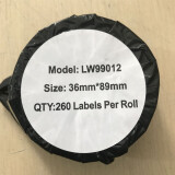 普贴（PUTY）国产兼容LW450标签机热敏标签打印机色带 热敏不干胶标签打印纸 三防标签纸 LW99012 89*36 260张/卷